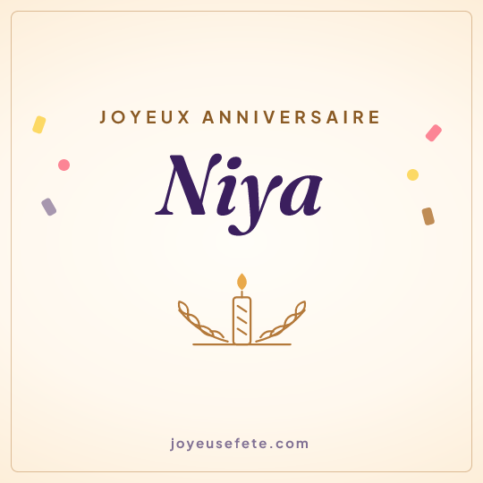 Image carrée « Joyeux anniversaire Niya » pour WhatsApp