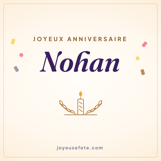 Image carrée « Joyeux anniversaire Nohan » pour WhatsApp