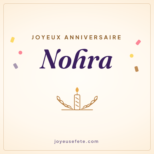Image carrée « Joyeux anniversaire Nohra » pour WhatsApp