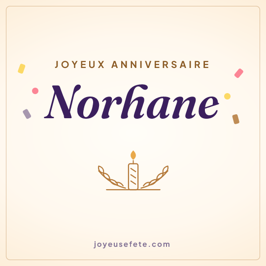 Image carrée « Joyeux anniversaire Norhane » pour WhatsApp