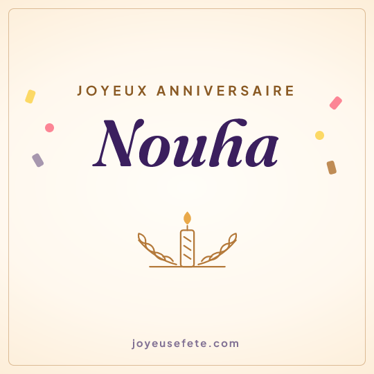 Image carrée « Joyeux anniversaire Nouha » pour WhatsApp