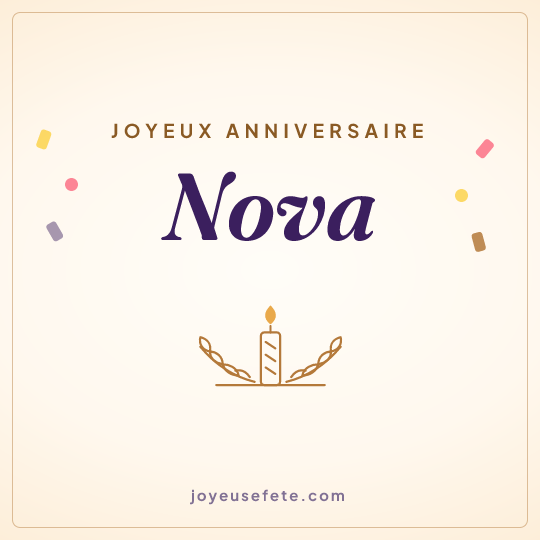 Image carrée « Joyeux anniversaire Nova » pour WhatsApp