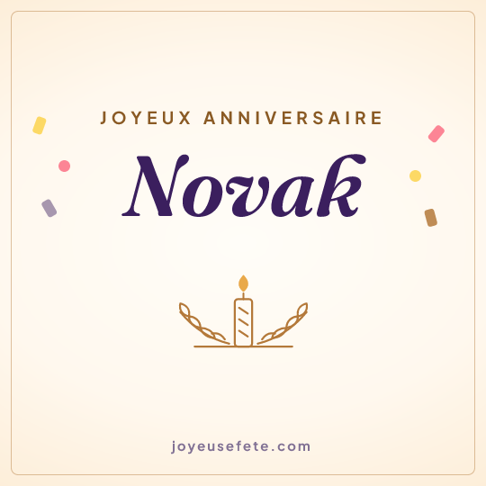 Image carrée « Joyeux anniversaire Novak » pour WhatsApp