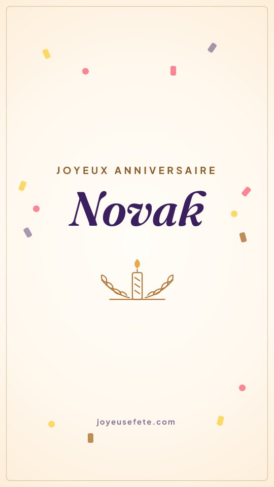 Image « Joyeux anniversaire Novak » au format story