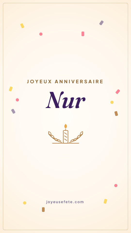 Image « Joyeux anniversaire Nur » au format story