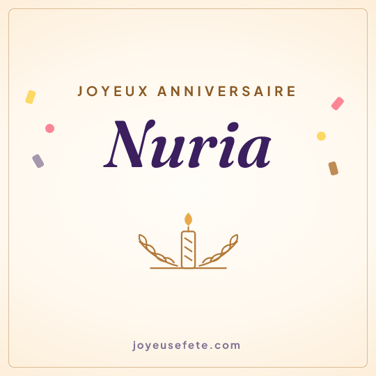 Image carrée « Joyeux anniversaire Nuria » pour WhatsApp