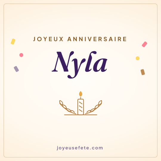Image carrée « Joyeux anniversaire Nyla » pour WhatsApp