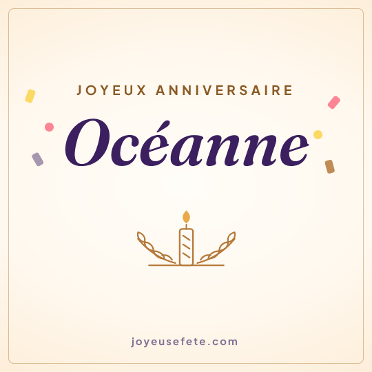 Image carrée « Joyeux anniversaire Océanne » pour WhatsApp