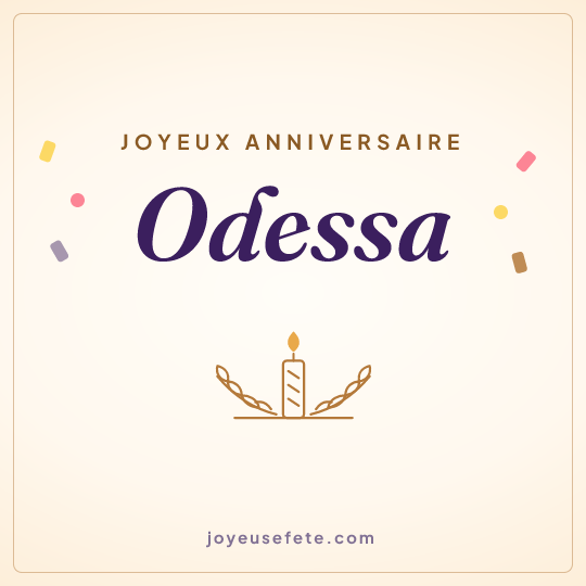 Image carrée « Joyeux anniversaire Odessa » pour WhatsApp