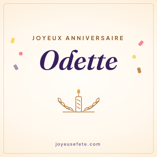 Image carrée « Joyeux anniversaire Odette » pour WhatsApp