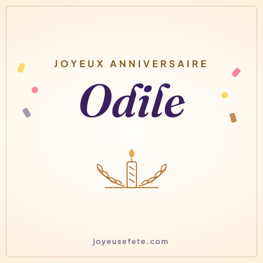 Image carrée « Joyeux anniversaire Odile » pour WhatsApp