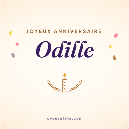 Image carrée « Joyeux anniversaire Odille » pour WhatsApp