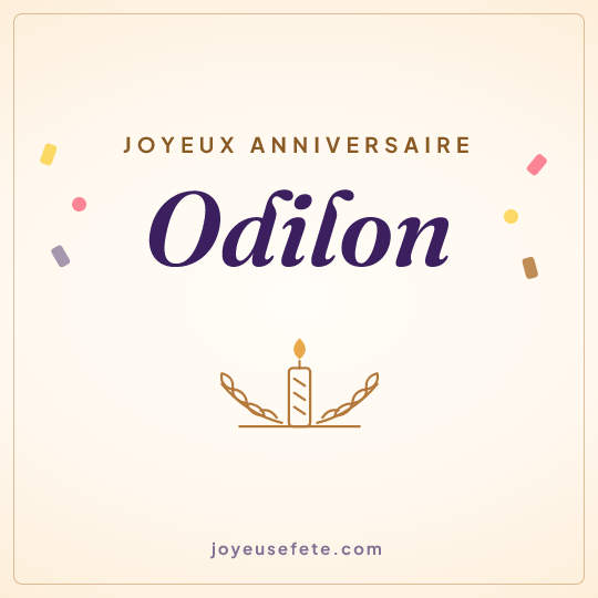 Image carrée « Joyeux anniversaire Odilon » pour WhatsApp
