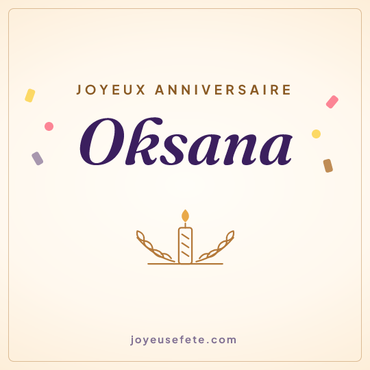 Image carrée « Joyeux anniversaire Oksana » pour WhatsApp
