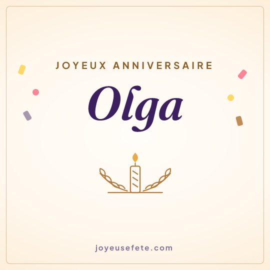 Image carrée « Joyeux anniversaire Olga » pour WhatsApp
