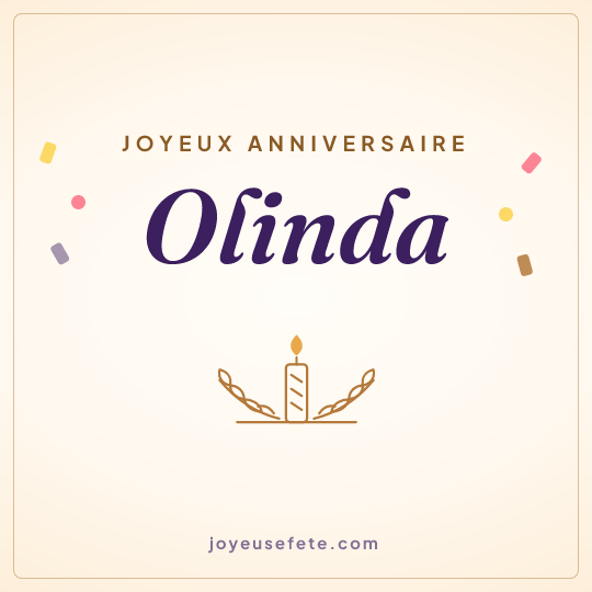 Image carrée « Joyeux anniversaire Olinda » pour WhatsApp