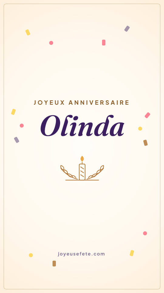 Image « Joyeux anniversaire Olinda » au format story