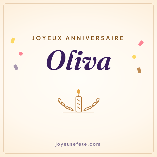 Image carrée « Joyeux anniversaire Oliva » pour WhatsApp