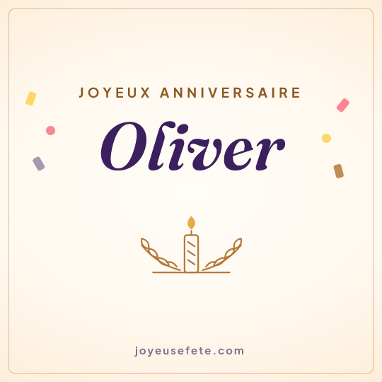 Image carrée « Joyeux anniversaire Oliver » pour WhatsApp