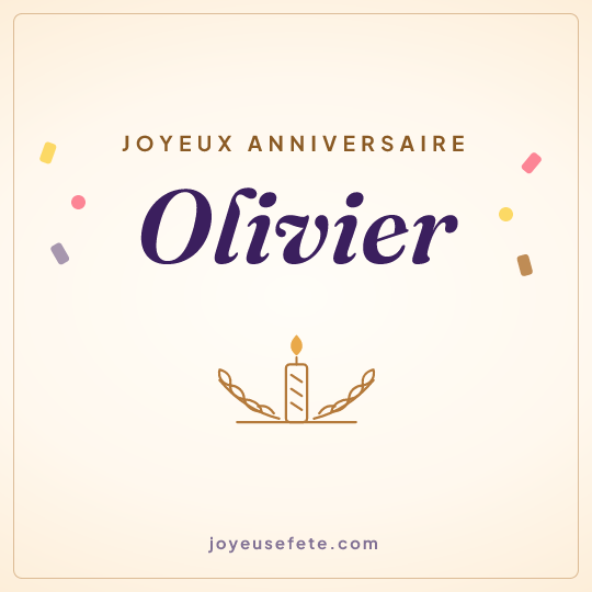 Image carrée « Joyeux anniversaire Olivier » pour WhatsApp