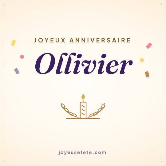 Image carrée « Joyeux anniversaire Ollivier » pour WhatsApp