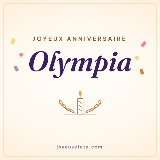 Image carrée « Joyeux anniversaire Olympia » pour WhatsApp