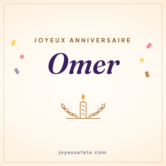 Image carrée « Joyeux anniversaire Omer » pour WhatsApp