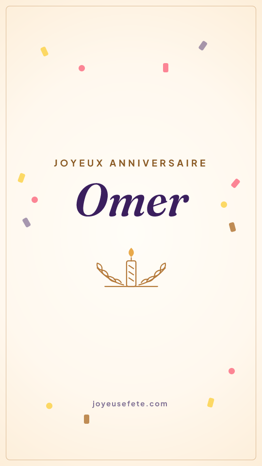 Image « Joyeux anniversaire Omer » au format story