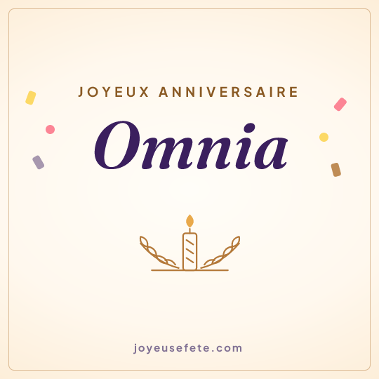 Image carrée « Joyeux anniversaire Omnia » pour WhatsApp
