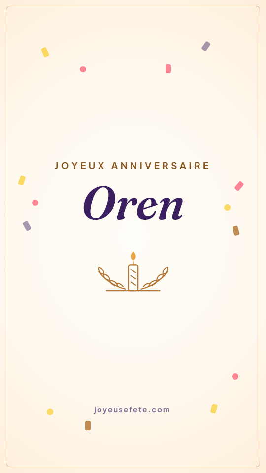 Image « Joyeux anniversaire Oren » au format story