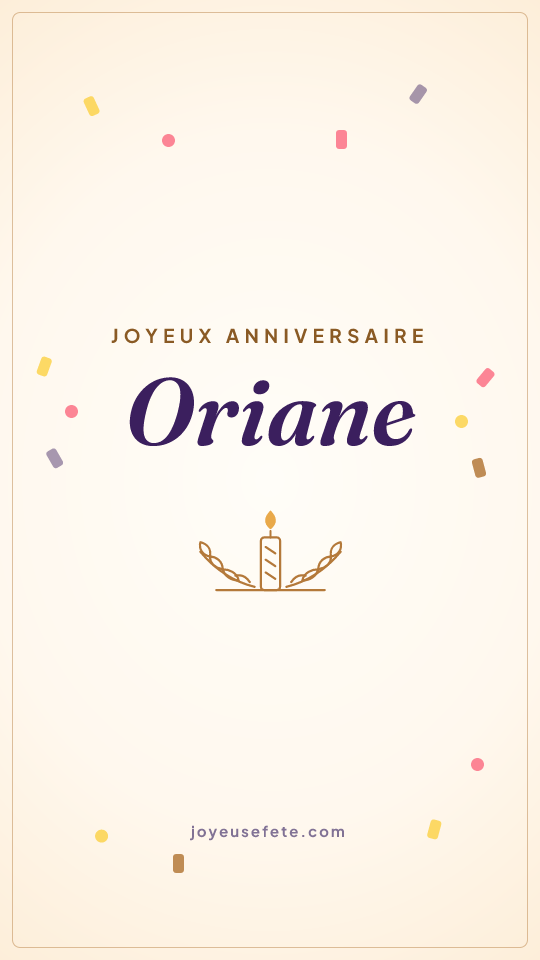 Image « Joyeux anniversaire Oriane » au format story