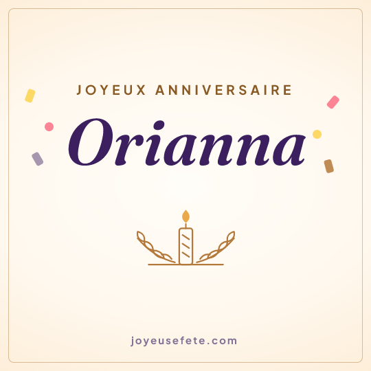 Image carrée « Joyeux anniversaire Orianna » pour WhatsApp