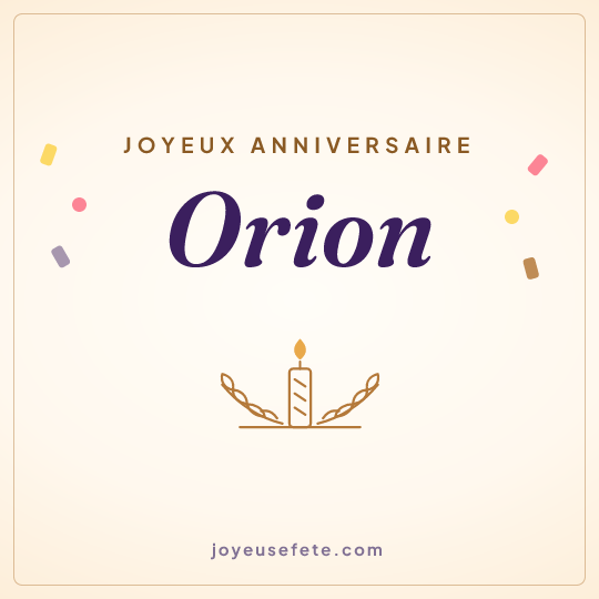 Image carrée « Joyeux anniversaire Orion » pour WhatsApp