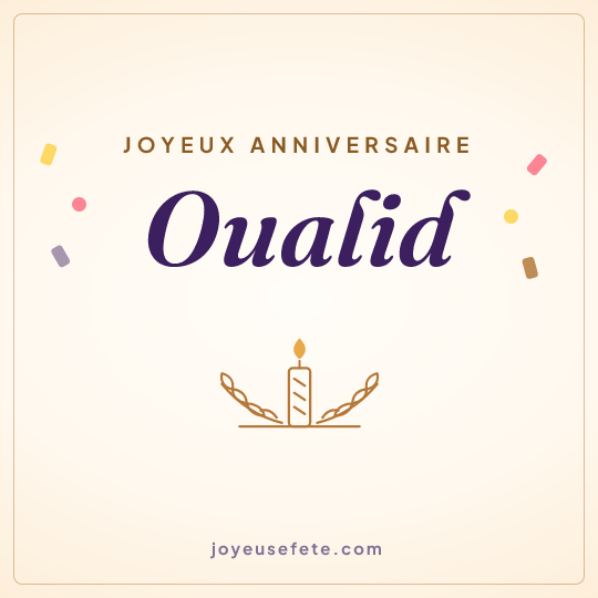 Image carrée « Joyeux anniversaire Oualid » pour WhatsApp