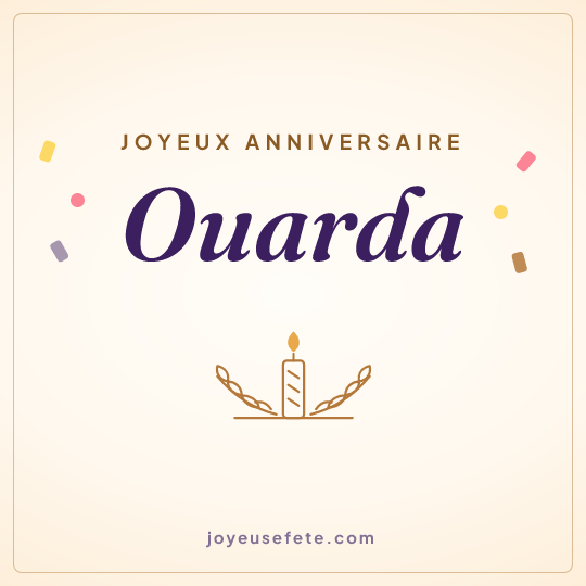 Image carrée « Joyeux anniversaire Ouarda » pour WhatsApp