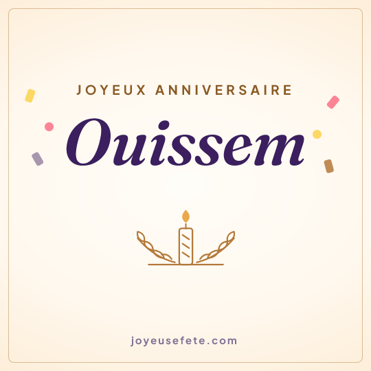 Image carrée « Joyeux anniversaire Ouissem » pour WhatsApp