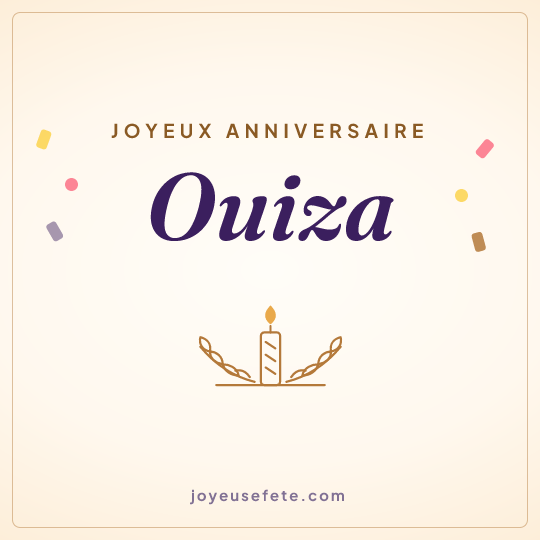 Image carrée « Joyeux anniversaire Ouiza » pour WhatsApp