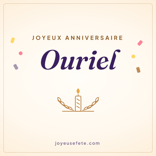Image carrée « Joyeux anniversaire Ouriel » pour WhatsApp