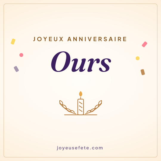 Image carrée « Joyeux anniversaire Ours » pour WhatsApp