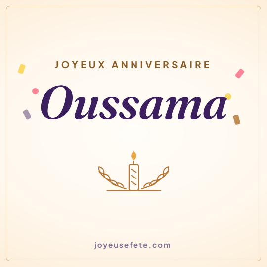 Image carrée « Joyeux anniversaire Oussama » pour WhatsApp