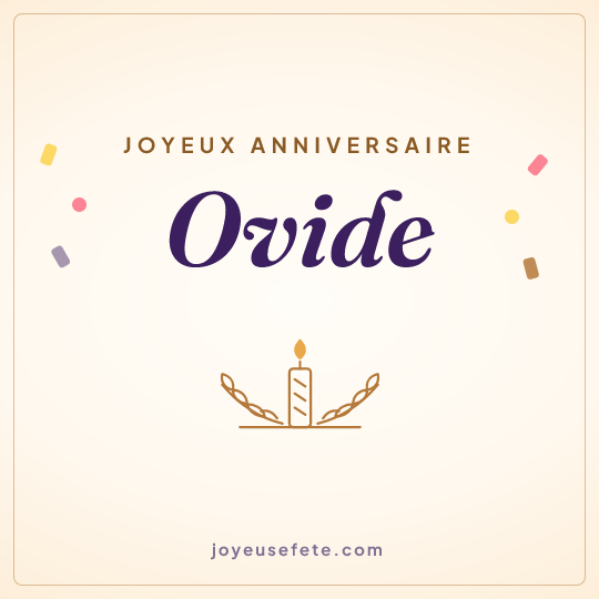 Image carrée « Joyeux anniversaire Ovide » pour WhatsApp