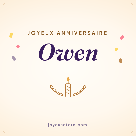 Image carrée « Joyeux anniversaire Owen » pour WhatsApp