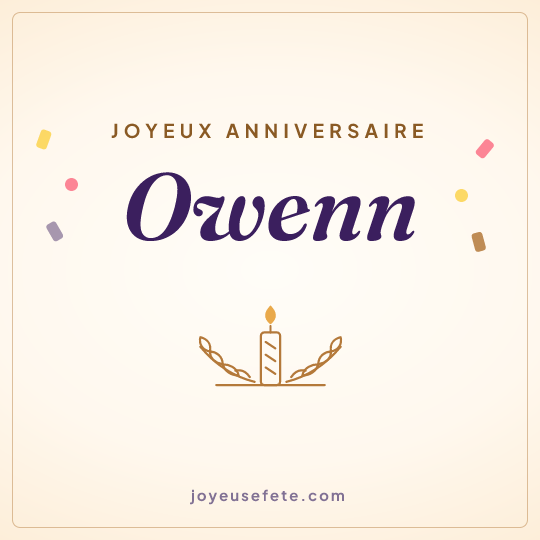 Image carrée « Joyeux anniversaire Owenn » pour WhatsApp
