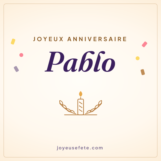 Image carrée « Joyeux anniversaire Pablo » pour WhatsApp