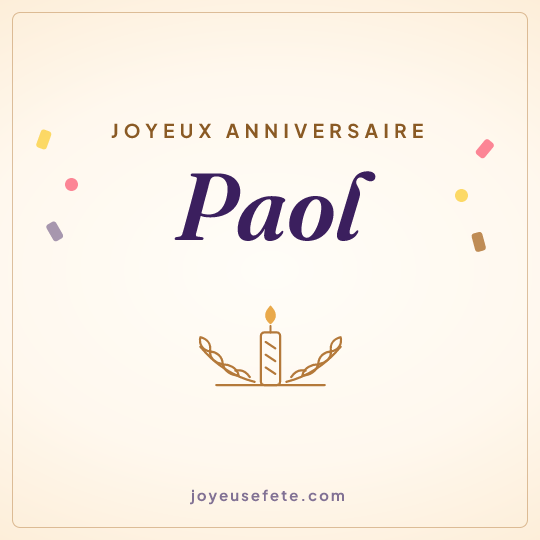 Image carrée « Joyeux anniversaire Paol » pour WhatsApp