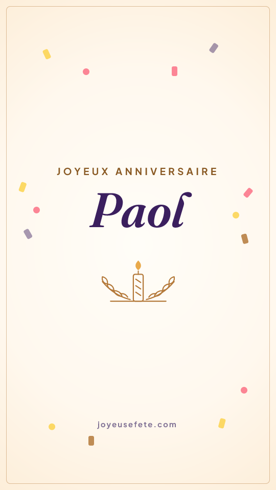 Image « Joyeux anniversaire Paol » au format story