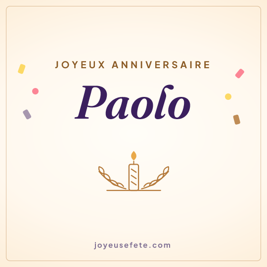 Image carrée « Joyeux anniversaire Paolo » pour WhatsApp