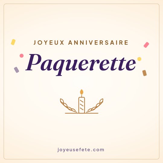 Image carrée « Joyeux anniversaire Paquerette » pour WhatsApp