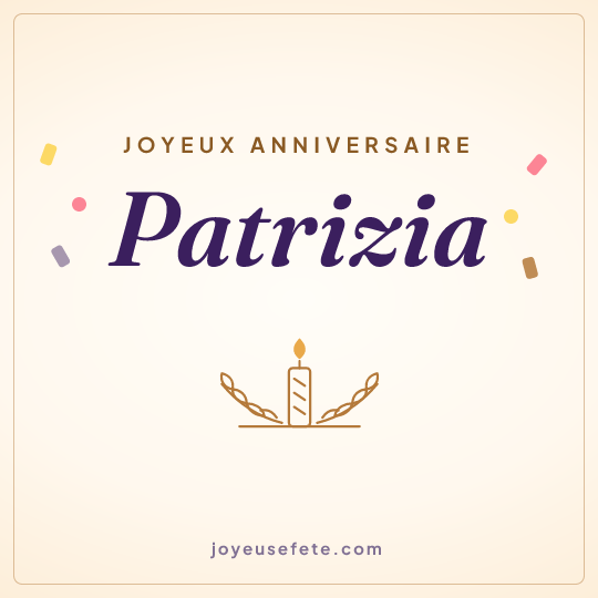 Image carrée « Joyeux anniversaire Patrizia » pour WhatsApp