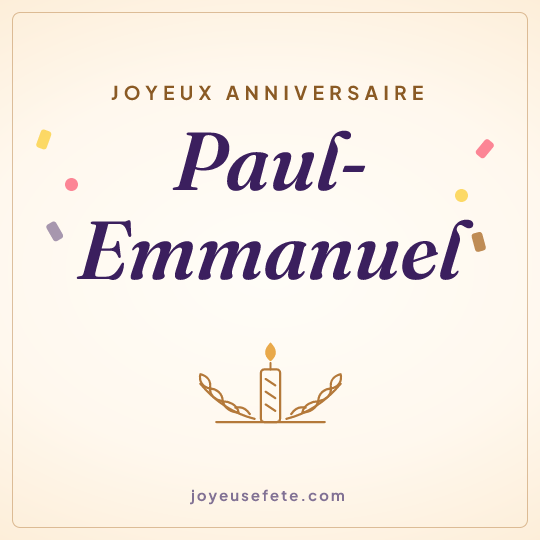 Image carrée « Joyeux anniversaire Paul-Emmanuel » pour WhatsApp
